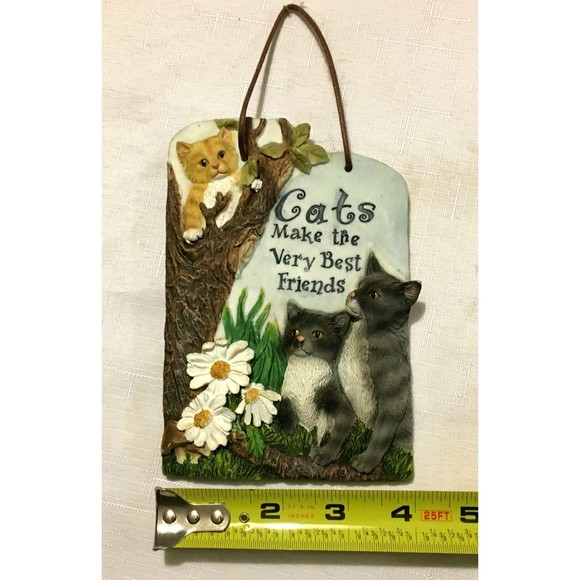 CATS MAKE THE VERY BEST FRIENDS ENESCO Plaque Calico Kitten Vintage 2001 - Picture 7 of 7